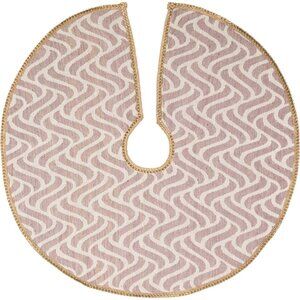 VHC Brands Magdalene 48” Christmas Tree Skirt – Rose Gold & White with Gold Trim